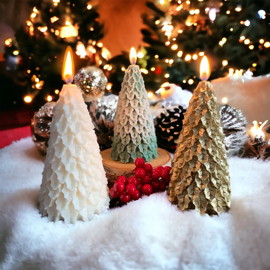 Kerstboom kaars - groen/wit