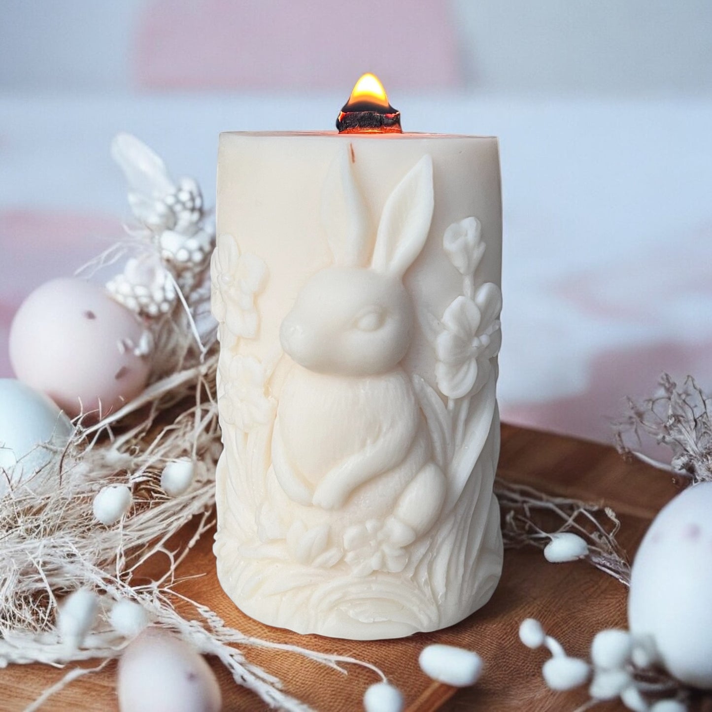 Stompkaars bunny met houten lont