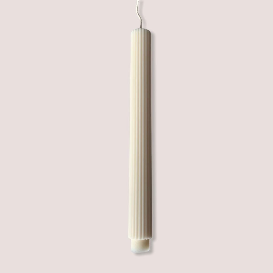 A'lure gestreepte XL kaars - cloudy white