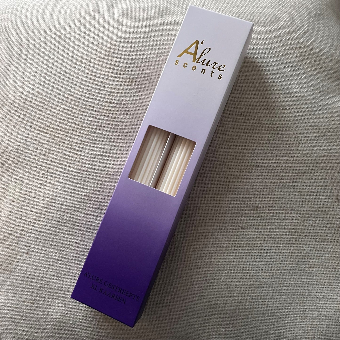 Set A'lure gestreepte XL kaars - Cloudy White