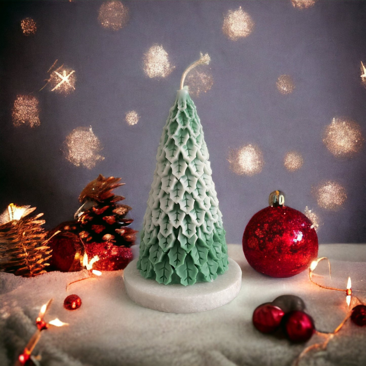 Kerstboom kaars - groen/wit