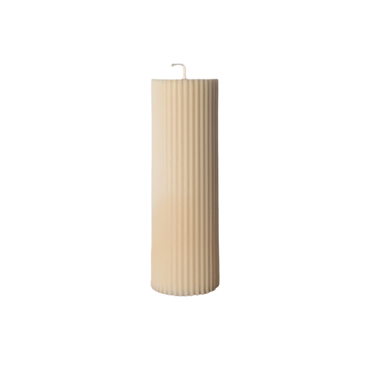 A'lure striped pillar candle M - Cloudy White