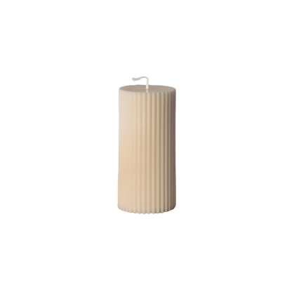 A'lure striped pillar candle S - Cloudy White