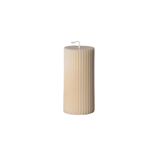 A'lure striped pillar candle S - Cloudy White