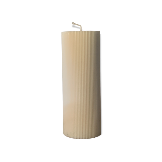 A'lure striped pillar candle XL - Cloudy White